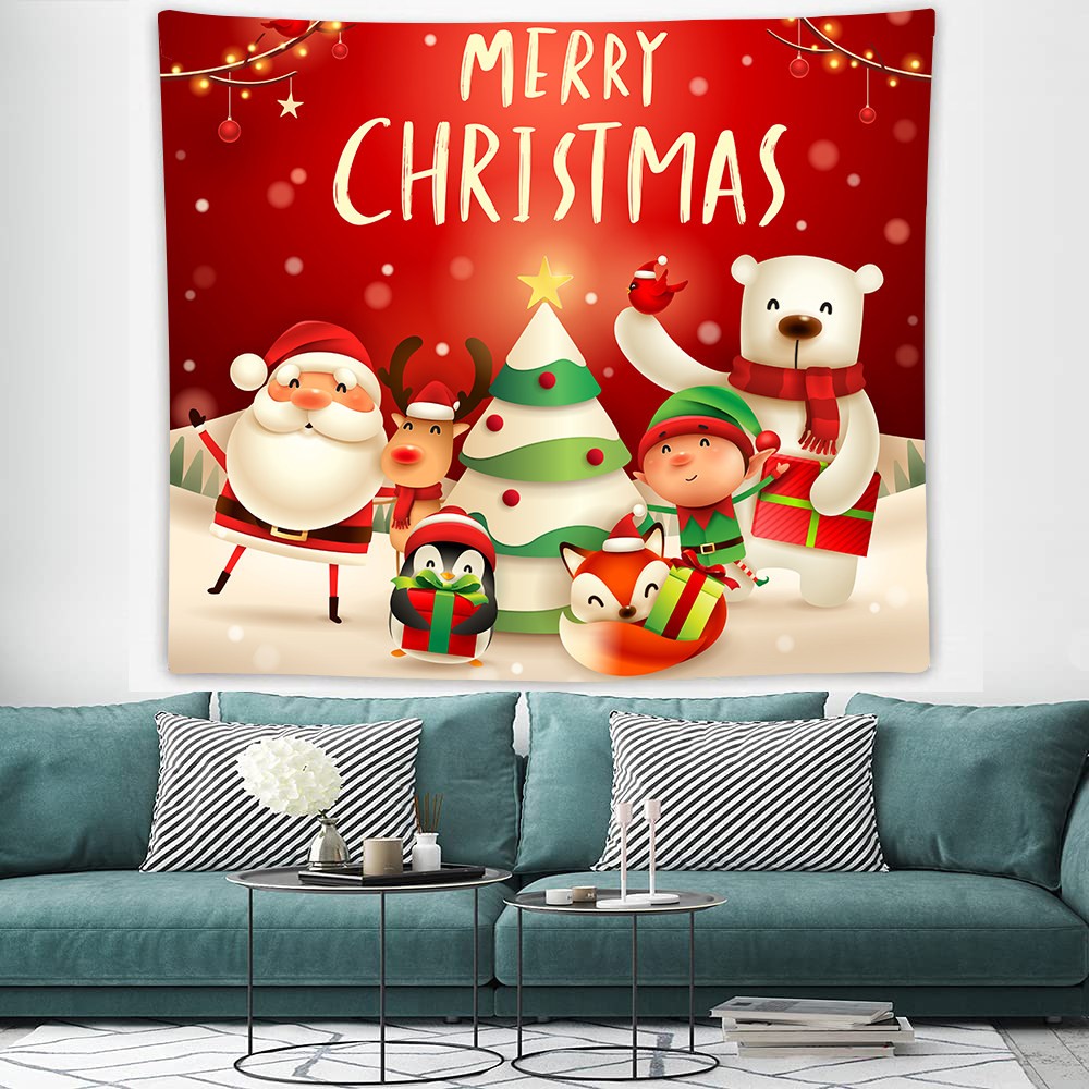 merry christmas wall tapestry santa claus elk christmas deco