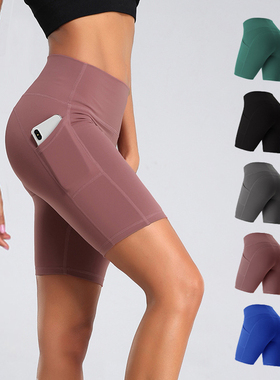 Hip side pocket tight fitness shorts tights紧身短裤紧身裤