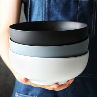 20cm ceramic black soup bowl, large Japanese salad bowl