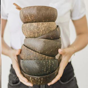 12-15cm Natural Coconut Bowl protection wooden bowl 椰子碗
