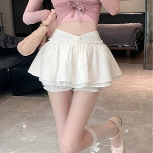 短裙 洋气半身裙女生韩版 白色蛋糕蓬蓬裙2024春夏高腰显瘦裙裤 新款