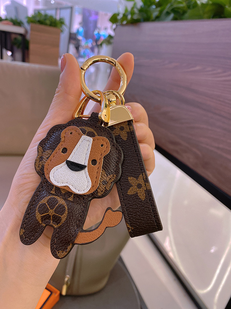lv&gedete 老花法斗小狮子汽车钥匙扣挂件男钥匙链创意女包包挂饰