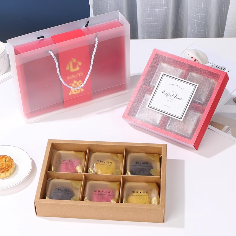 磨砂透明盖牛皮纸抽屉隔断蛋糕盒