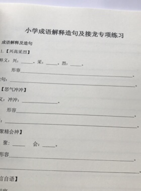 小学成语解释造句成语接龙 成语专项练习本
