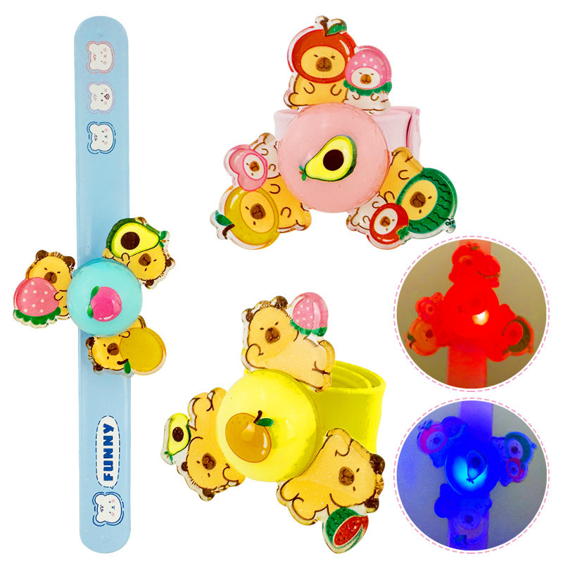 卡皮巴拉旋转陀螺啪啪圈儿童手环拍拍宝宝发光玩具男女孩童幼儿园