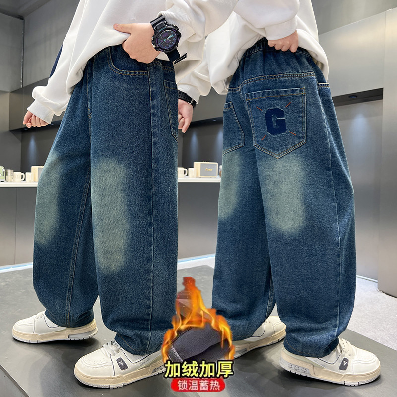 儿童一体绒裤子加绒加厚冬季保暖