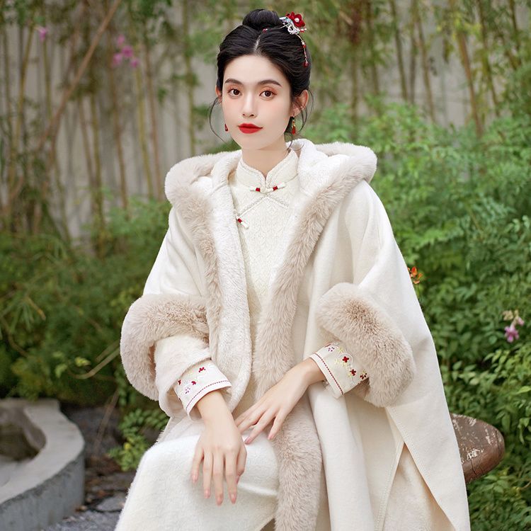 2025冬季新款超仙国风旗袍斗篷