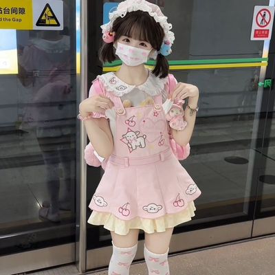 原创日系软妹可爱小个子背带lo裙