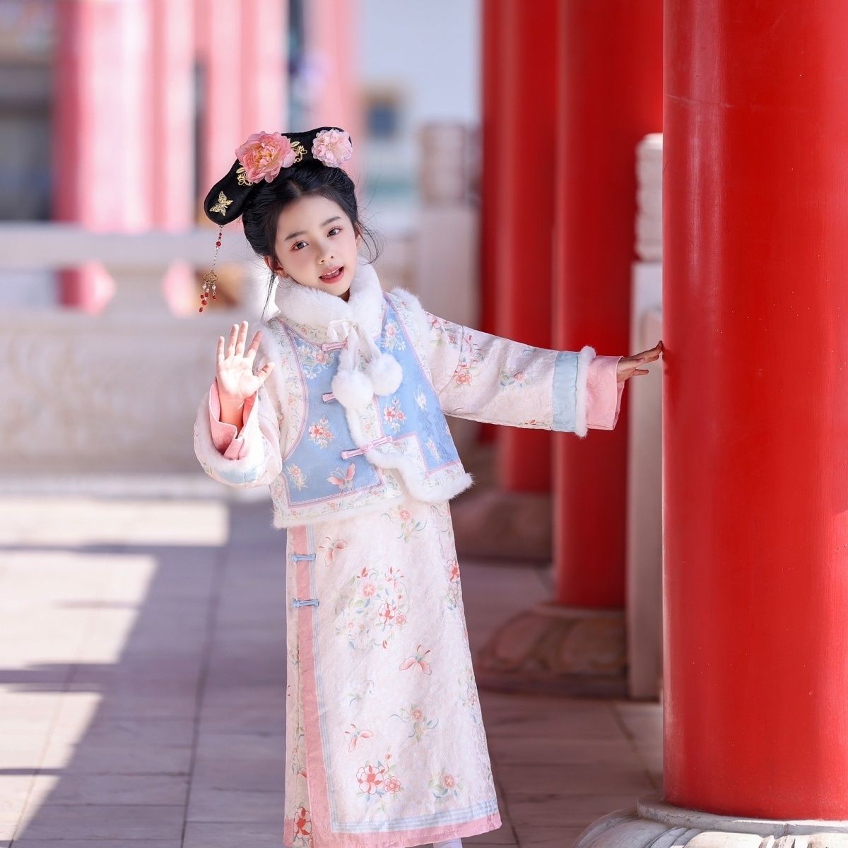 2025冬款加厚汉服女童格格套装