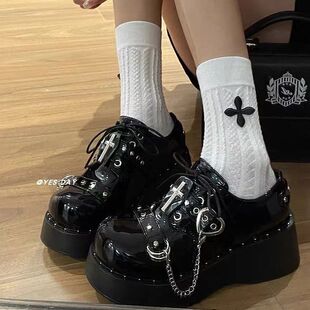 Superpink圣光骑士原创lolita朋克y2k辣妹厚底皮鞋圆头增高单鞋女