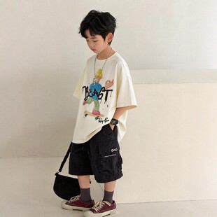 英国next debo男童夏装短袖t恤2026新款大童纯棉痞帅薄款半袖上衣