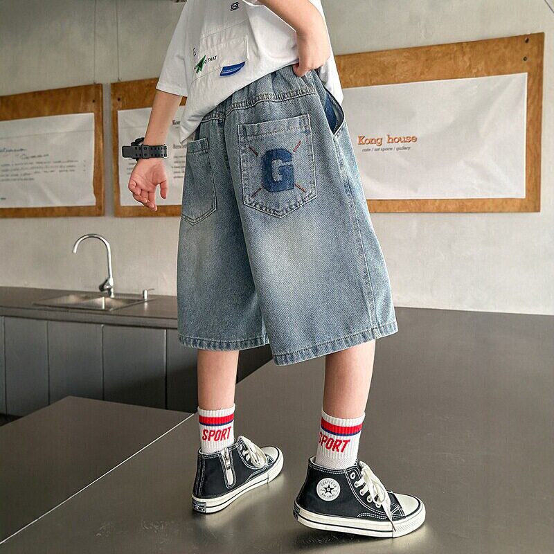 英国next debo男童牛仔短裤夏季薄款2026新款中大童五分裤痞帅潮