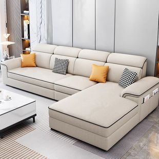布艺沙发客厅小户型沙发免洗科技布猫爪皮实木沙发轻奢高级