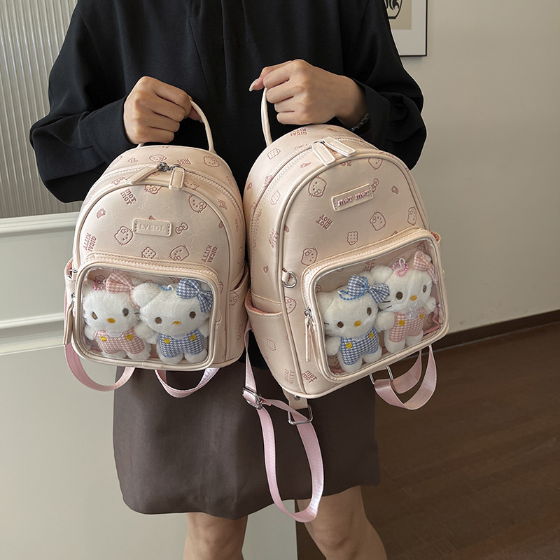 可爱KT猫咪卡通双肩包女学生背包2026新款韩版时尚日常通勤书包女