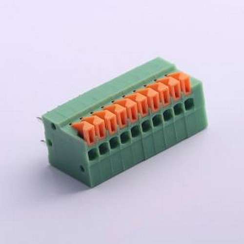 KF141V-2.54-10P 弹簧式接线端子 2.54mm 每排P数:10 插件,P=2.54