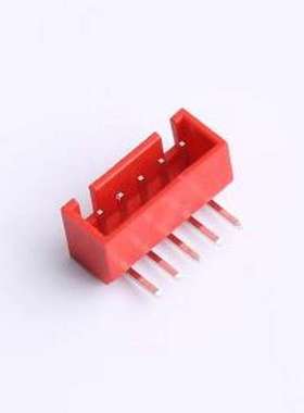 XY-XHB2.54-5A21-R 线对板针座 XHB 2.54mm 1x5P 弯插 带扣 红色