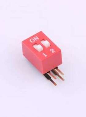 DA-02-R 拨码开关 拨码开关2.54mm间距,弯脚90度侧插 红色 2PIN/