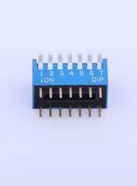 TE-07R 拨码开关 拨码开关蓝色07P-180度 间距2.54mm 立式直插侧