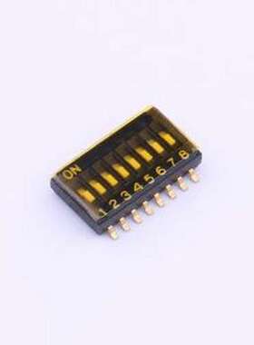 YDF08ES 拨码开关 8位1.27MM,黑色贴膜拨码开关 SMD-16P,6.2x11.3