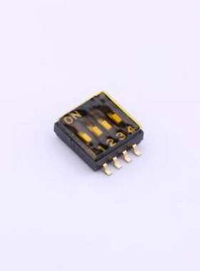 YDF04ES 拨码开关 4位1.27MM,黑色贴膜拨码开关 SMD-8P,6.2x6.2mm