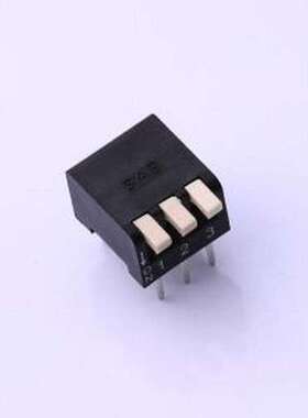 NPH03GK 拨码开关 2.54mm间距 3P琴键式 黑色侧拨开关 插件