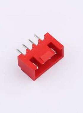 WF-1A254B4P-R 线对板针座 间距2.54mm 直插 带扣 红色 1x4P 插件