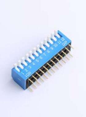DL-12LT 拨码开关 2.54mm间距 12位 琴键式 直插侧拨长柄 蓝色 拨