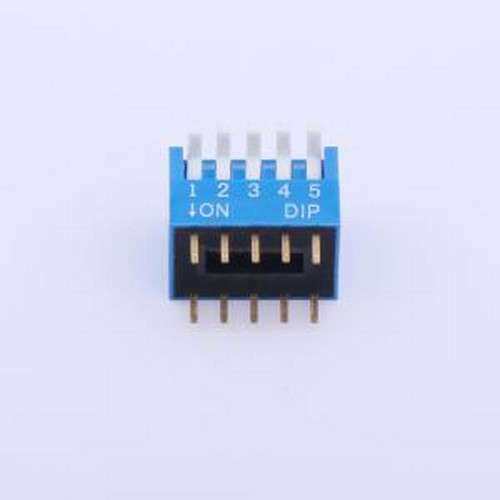 TE-05R 拨码开关 拨码开关蓝色05P-180度 间距2.54mm 立式直插侧
