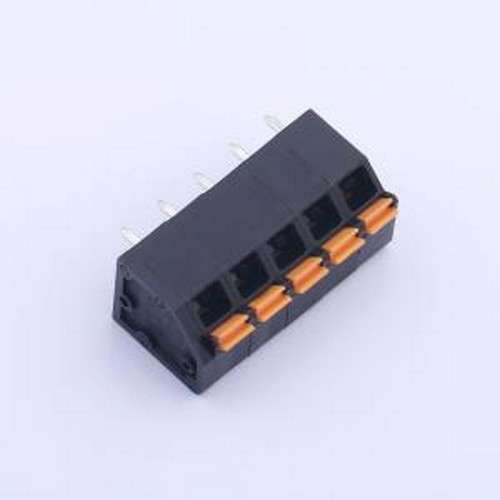 KFM736L-5.0-5P 弹簧式接线端子 1x5P 5mm 每排P数:5 排数:1 插件