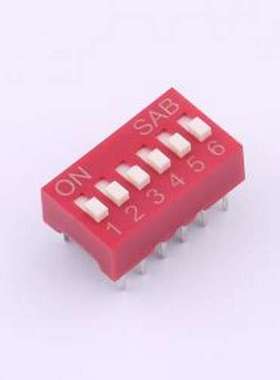 BSE06GR 拨码开关 2.54mm间距 6P红色插件拨码开关 插件,P=2.54mm