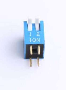 DL-02LT 拨码开关 2.54mm间距 2位 琴键式 直插侧拨长柄 蓝色 拨