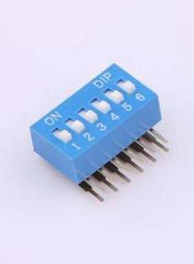 DA-06-B 拨码开关 拨码开关2.54mm间距,弯脚90度侧插 蓝色 6PIN/