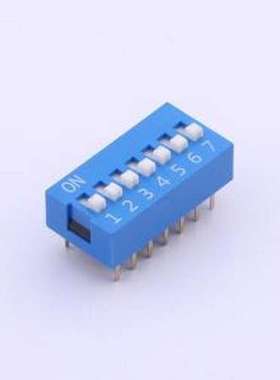 DS-07-B-T 拨码开关 蓝色平拨 7位 KE拨码开关 插件