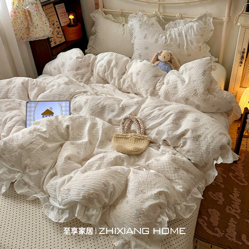 软fufu法式奶油风卧室纯棉四件套