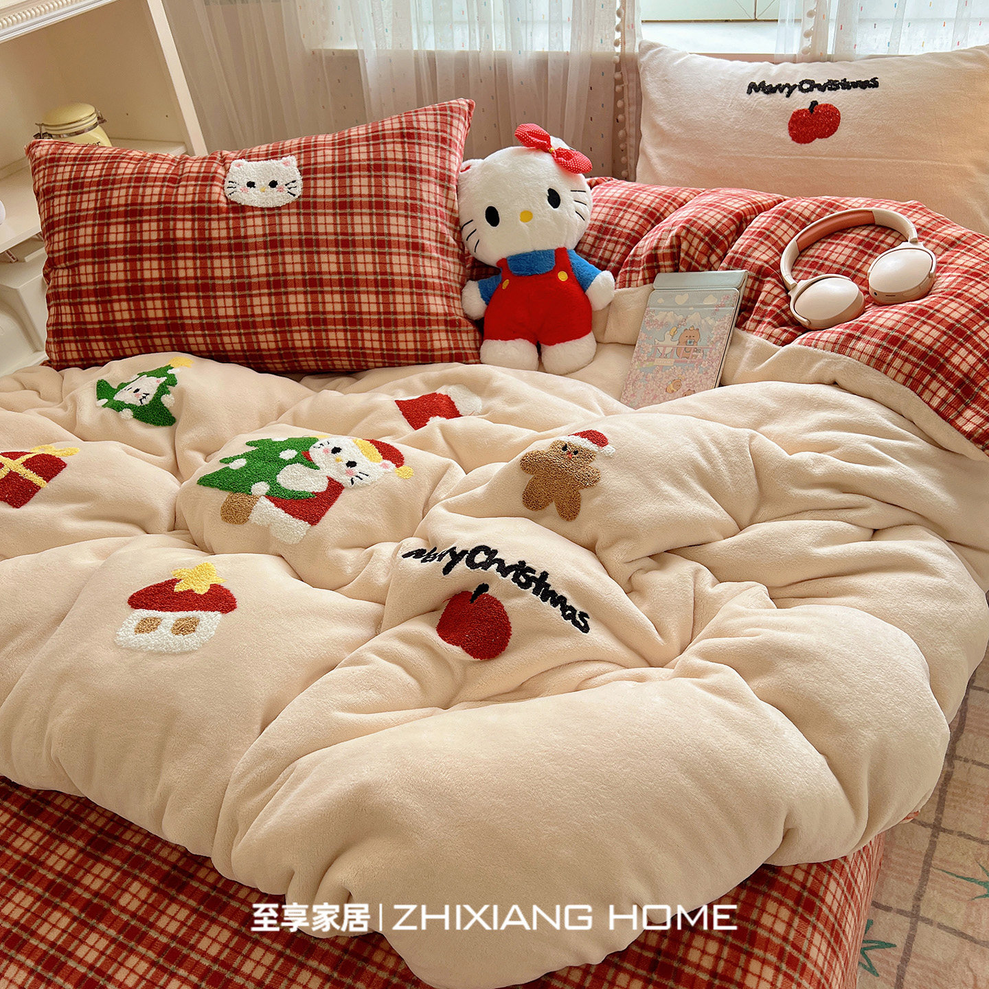 小红书爆款丨毛巾绣牛奶绒四件套