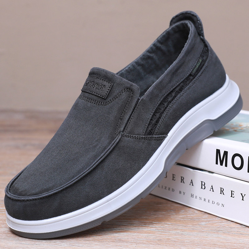 老北京布鞋男鞋春秋季新款男士透气休闲帆布鞋中老年爸爸鞋一脚蹬