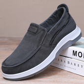 新款 春秋季 男士 透气休闲帆布鞋 一脚蹬 老北京布鞋 中老年爸爸鞋 男鞋