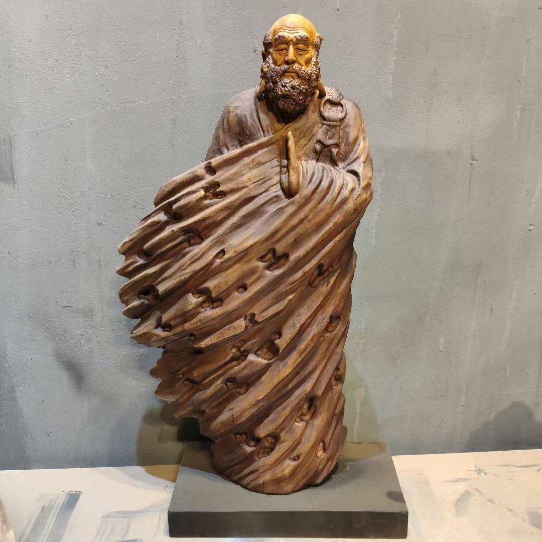 木雕人物作品摆件楠木达摩祖师根雕人物摆件收藏精品佛像人物摆件