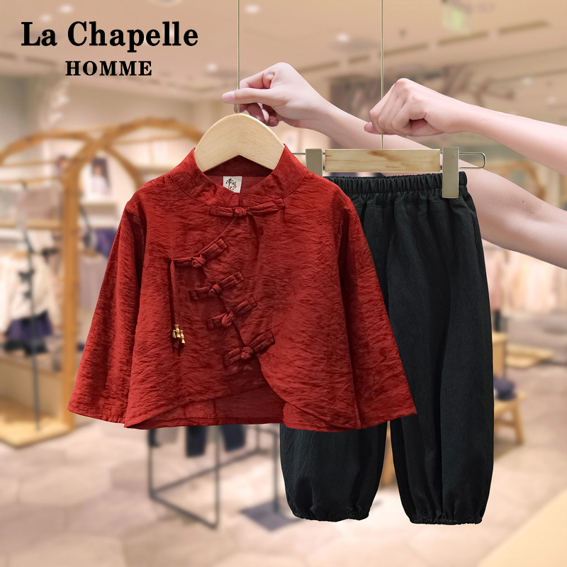 拉夏贝尔女童汉服套装秋季中秋新款儿童宝宝国风唐装新中式表演服