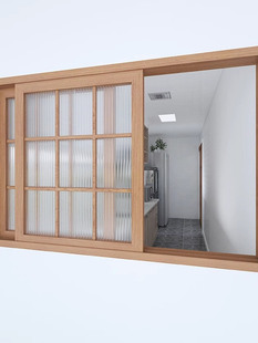 木窗框架房间隔断窗定制室内原木风窗户上翻窗上下左右推拉折叠窗