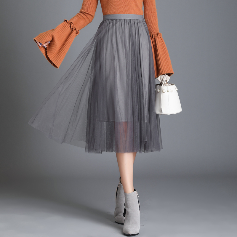 网纱半身裙女2019秋季新款黑色高腰ins超火中长款a字仙女裙中长裙在类目 女装/女士精品, 半身裙中 - 来自Buy2taobao.com提供专业的淘宝代购服务