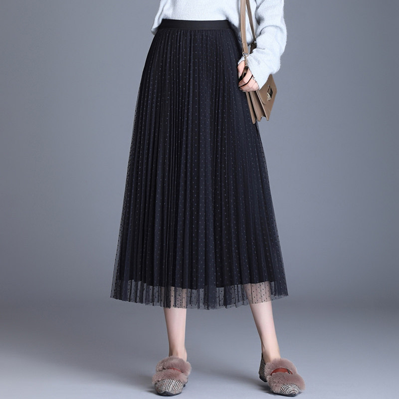 網紗半身裙子女秋冬2019雙面黑色百褶裙中長款高腰兩面穿a字紗裙在類目 女裝/女士精品, 半身裙中 - 來自Buy2taobao.com提供專業的淘寶代購服務