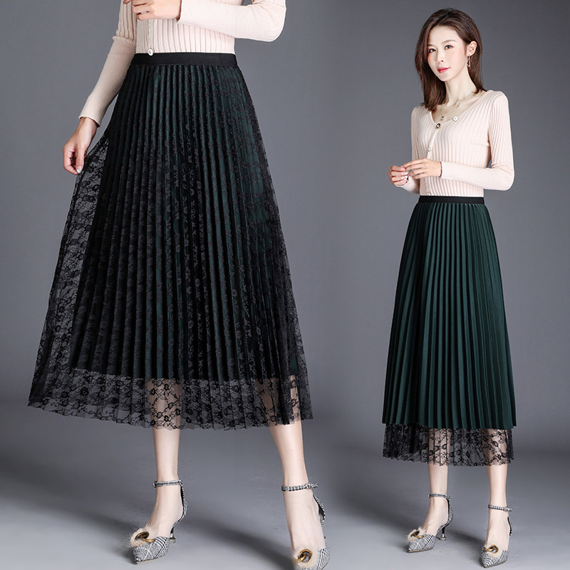 Paige black Lace Double face skirt Gauze skirt spring and autumn Pleated skirt Yarn skirt Wear both sides Show thin longuettein the Women's clothing/Boutique , Skirts  category - from Buy2taobao.com to provide professional Taobao agent buy service