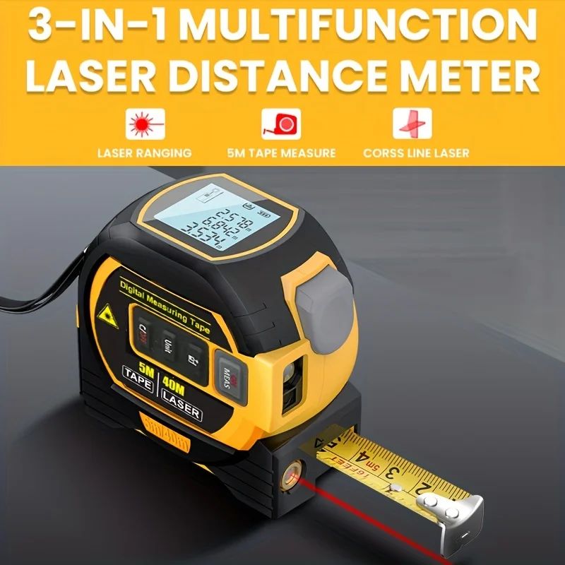 1pc Laser Tape Measure 3 In 1 Digital Tape Measure High Prec