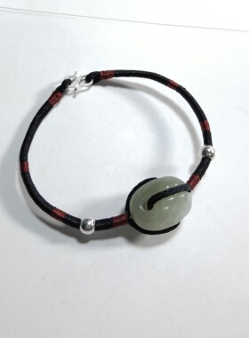 鲜参手链和田玉且末手串饰品礼物手工手绳男女款七夕节925纯银情