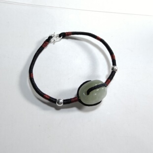 鲜参手链和田玉且末手串饰品礼物手工手绳男女款七夕节925纯银情