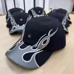 Factory Director's Original Flame Embroidery Baseball Cap Cleanfit Round Top Sun Protection Vibe Fashion Accessory for Men and Women