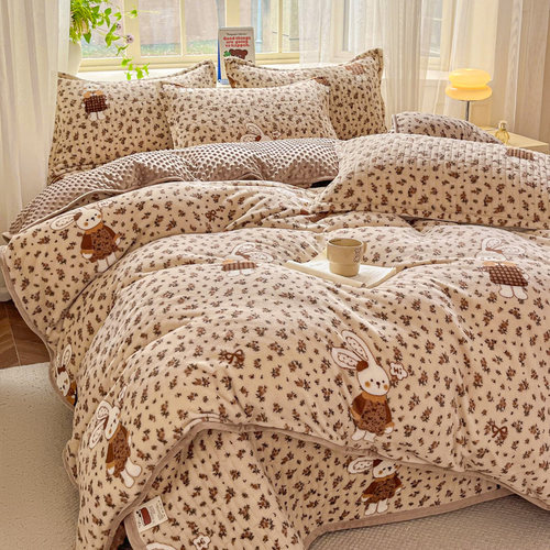 冬季豆豆绒被套三件套2025新款