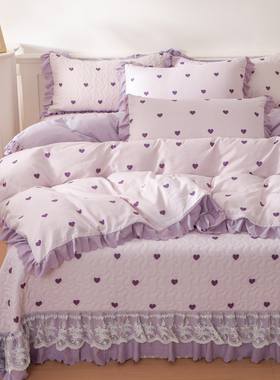 加厚四季通用床盖款四件套2025新款单件榻榻米带裙边床单三件套