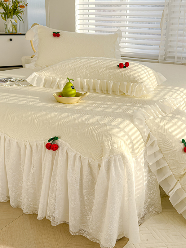 公主风格冰豆垫三件套机洗2025新夏季冰丝垫床单软垫夏季